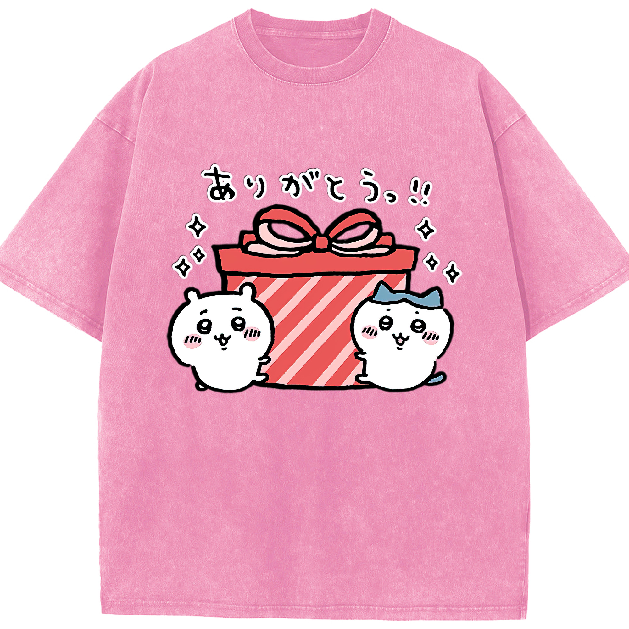 （画像用） ちいかわ ハチワレ Chii-kawa hachiware 綿100% ヴィンテージ風 半袖Tシャツ（フロントプリント）
